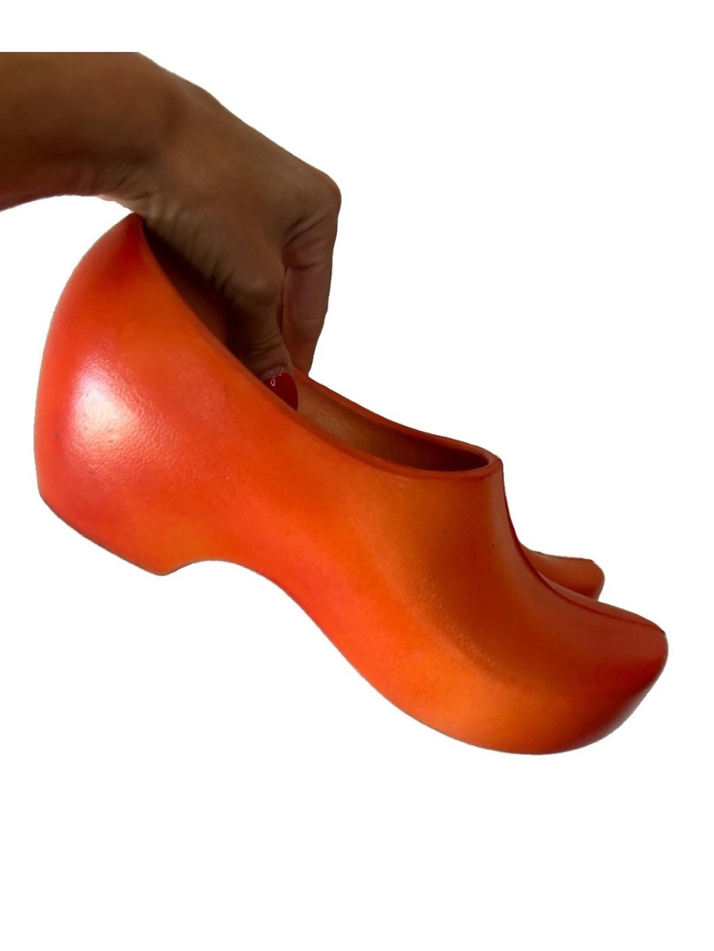 Vintage Jollys Orange Rubber Clogs 38 Made West Germany Mod Space Age Shoes